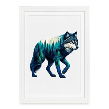 Wolf - Gerahmtes Poster (27 × 37 cm) - Weiß - Vorne