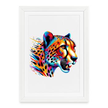 Guépard - Affiche encadrée (27 × 37 cm) - blanc - Devant