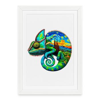 Van Gogh Caméléon - Affiche encadrée (27 × 37 cm) - blanc - Devant