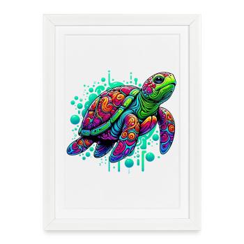 Turtle - Framed poster (27 × 37 cm) - white - Front