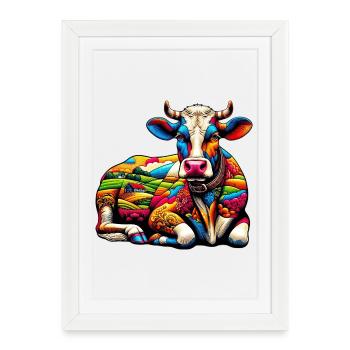 Vache - Affiche encadrée (27 × 37 cm) - blanc - Devant