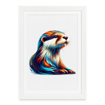 Loutre - Affiche encadrée (27 × 37 cm) - blanc - Devant