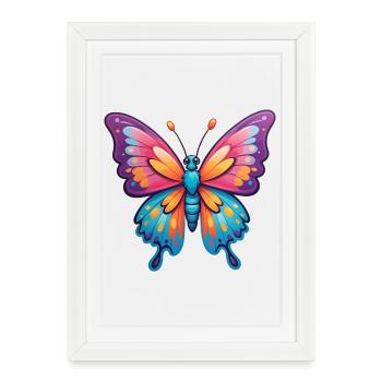 Papillon de dessin animé coloré mignon - Affiche encadrée (27 × 37 cm) - blanc - Devant