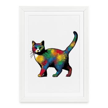 Chat - Affiche encadrée (27 × 37 cm) - blanc - Devant