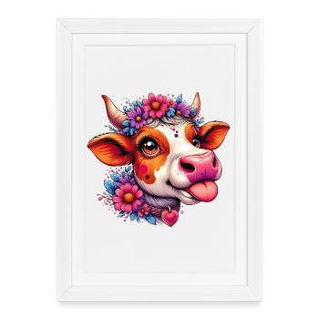 Vache - Affiche encadrée (27 × 37 cm) - blanc - Devant