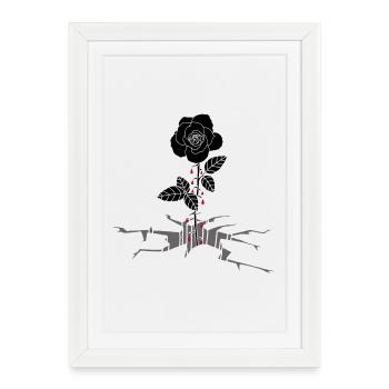 Rose noire sanguinaire - Affiche encadrée (27 × 37 cm) - blanc - Devant