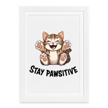 Chat mignon, chat drôle, cadeau de chat, t-shirt - Affiche encadrée (27 × 37 cm) - blanc - Devant