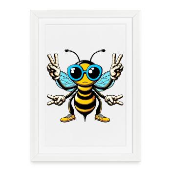 Bee with Sunglasses - Framed poster (27 × 37 cm) - white - Front