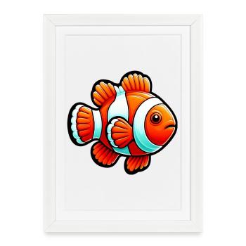 Poisson-clown - Affiche encadrée (27 × 37 cm) - blanc - Devant