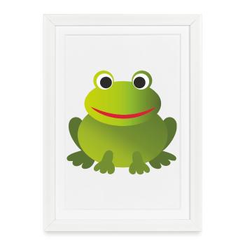 Drôle de grenouille verte - Personnalisable - Affiche encadrée (27 × 37 cm) - blanc - Devant