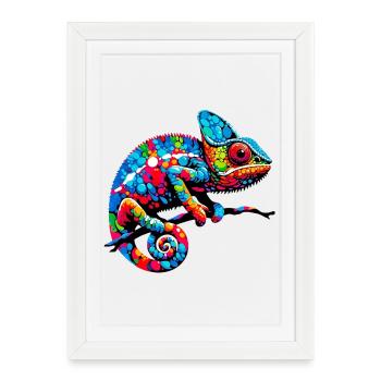 Caméléon - Affiche encadrée (27 × 37 cm) - blanc - Devant
