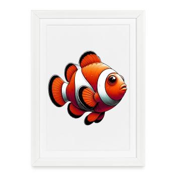 Poisson-clown - Affiche encadrée (27 × 37 cm) - blanc - Devant