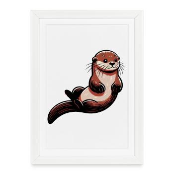 Loutre - Affiche encadrée (27 × 37 cm) - blanc - Devant