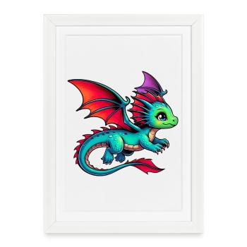 Dragon - Affiche encadrée (27 × 37 cm) - blanc - Devant