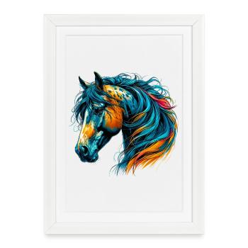 Cheval - Affiche encadrée (27 × 37 cm) - blanc - Devant