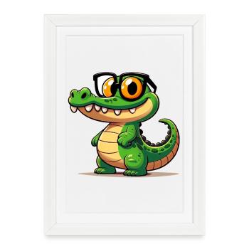 Alligator Crocodile - Affiche encadrée (27 × 37 cm) - blanc - Devant