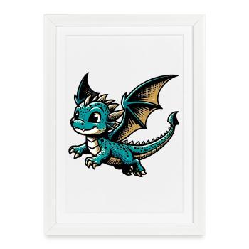 Dragon - Affiche encadrée (27 × 37 cm) - blanc - Devant