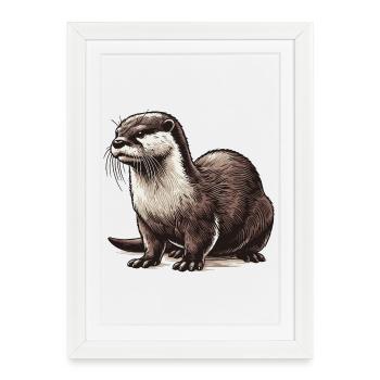 Loutre - Affiche encadrée (27 × 37 cm) - blanc - Devant