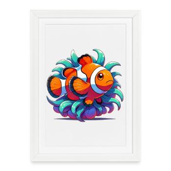 Poisson-clown - Affiche encadrée (27 × 37 cm) - blanc - Devant