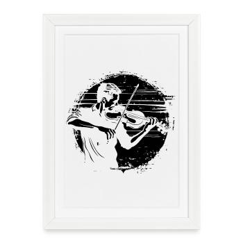 Dessin de violoniste - Affiche encadrée (27 × 37 cm) - blanc - Devant