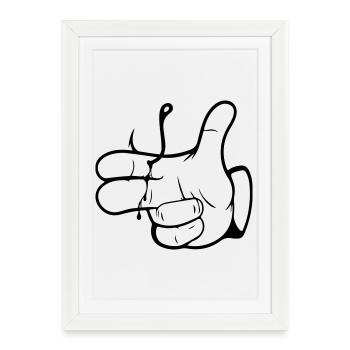 Peow Peow - Anglerhand - Nokidding-Fishing - Affiche encadrée (27 × 37 cm) - blanc - Devant