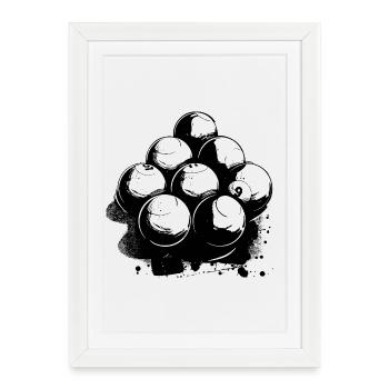 Dessin de billard - Affiche encadrée (27 × 37 cm) - blanc - Devant