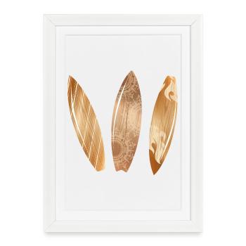 Planches de surf aspect bois dans un style rétro - Affiche encadrée (27 × 37 cm) - blanc - Devant