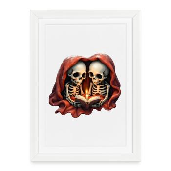 Magical Winter Moments: Two Skeletons - Framed poster (27 × 37 cm) - white - Front