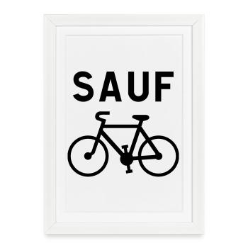Sauf Vélo Noir - Affiche encadrée (27 × 37 cm) - blanc - Devant