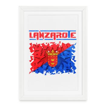 Lanzarote Island Inscription with Coat of Arms - Framed poster (27 × 37 cm) - white - Front