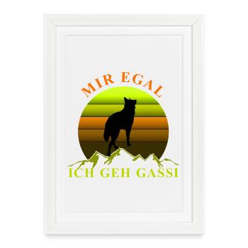 Chien - Je m'en fiche, j'irai me promener - Affiche encadrée (27 × 37 cm) - blanc - Devant