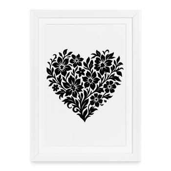 Abstract Flower Heart, Floral Vine Color Variable - Framed poster (27 × 37 cm) - white - Front