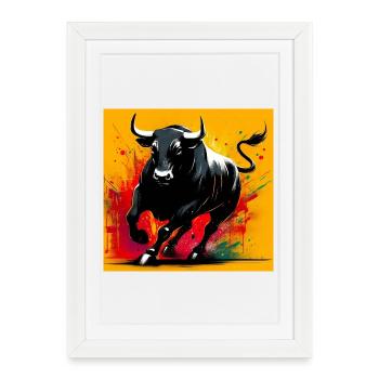 taureau - Affiche encadrée (27 × 37 cm) - blanc - Devant