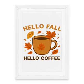 Autumnal coffee motif with leaves - Framed poster (27 × 37 cm) - white - Front