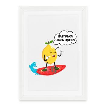 Humorous lemon surfer - Framed poster (27 × 37 cm) - white - Front