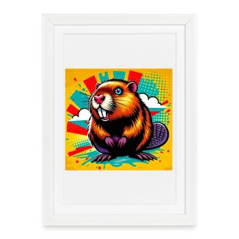 castor - Affiche encadrée (27 × 37 cm) - blanc - Devant