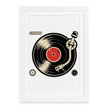 Disques vinyles Platine vinyle Platine vinyle Graphisme - Affiche encadrée (27 × 37 cm) - blanc - Devant