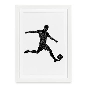 Football Design Joueur Football - Affiche encadrée (27 × 37 cm) - blanc - Devant