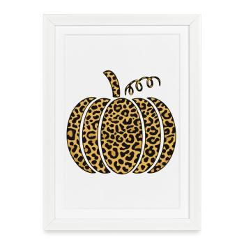 T-shirt léopard citrouille | Chemise tachetée d’Halloween d’automne - Affiche encadrée (27 × 37 cm) - blanc - Devant