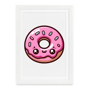 Pastel pink kawaii donut - Framed poster (27 × 37 cm) - white - Front
