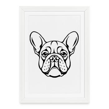 Bulldog Black Dog T-shirt Gift - Framed poster (27 × 37 cm) - white - Front