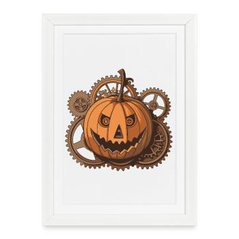 Citrouille Steampunk Mécanique Gear - Affiche encadrée (27 × 37 cm) - blanc - Devant