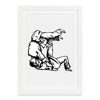 Judo Tomoe Nage Design avec des judokas - Affiche encadrée (27 × 37 cm) - blanc - Devant