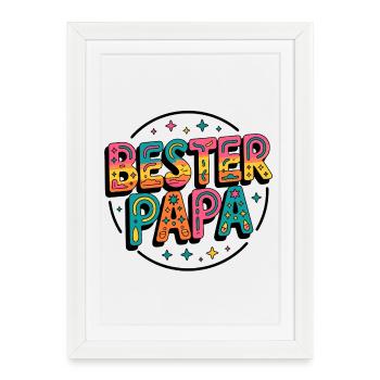 Best Dad Colorful Retro Font - Framed poster (27 × 37 cm) - white - Front