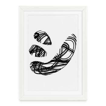 Texte japonais 'シ' (shi) motif - Affiche encadrée (27 × 37 cm) - blanc - Devant