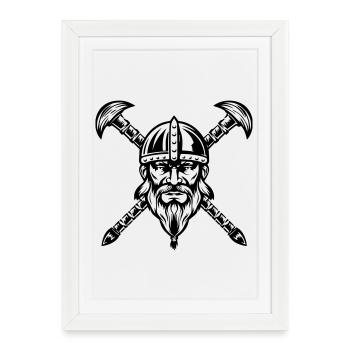 Bearded Viking Warrior Face - Framed poster (27 × 37 cm) - white - Front