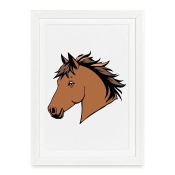 Cheval Chevaux Tête de cheval T-shirt Cadeau Cavalier - Affiche encadrée (27 × 37 cm) - blanc - Devant