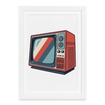 Retro TV Stripes Vintage Pattern - Framed poster (27 × 37 cm) - white - Front