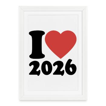 Bonne Année | J’adore 2026 - Affiche encadrée (27 × 37 cm) - blanc - Devant
