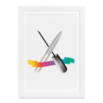 Outils de manucure avec illustration dégradée - Affiche encadrée (27 × 37 cm) - blanc - Devant